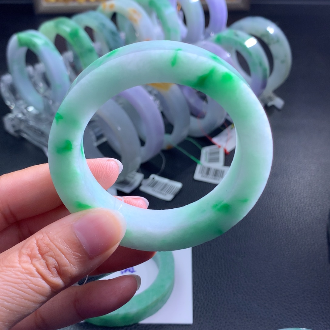 定制翡翠未镶嵌翡翠手镯56-60正，紫不失色