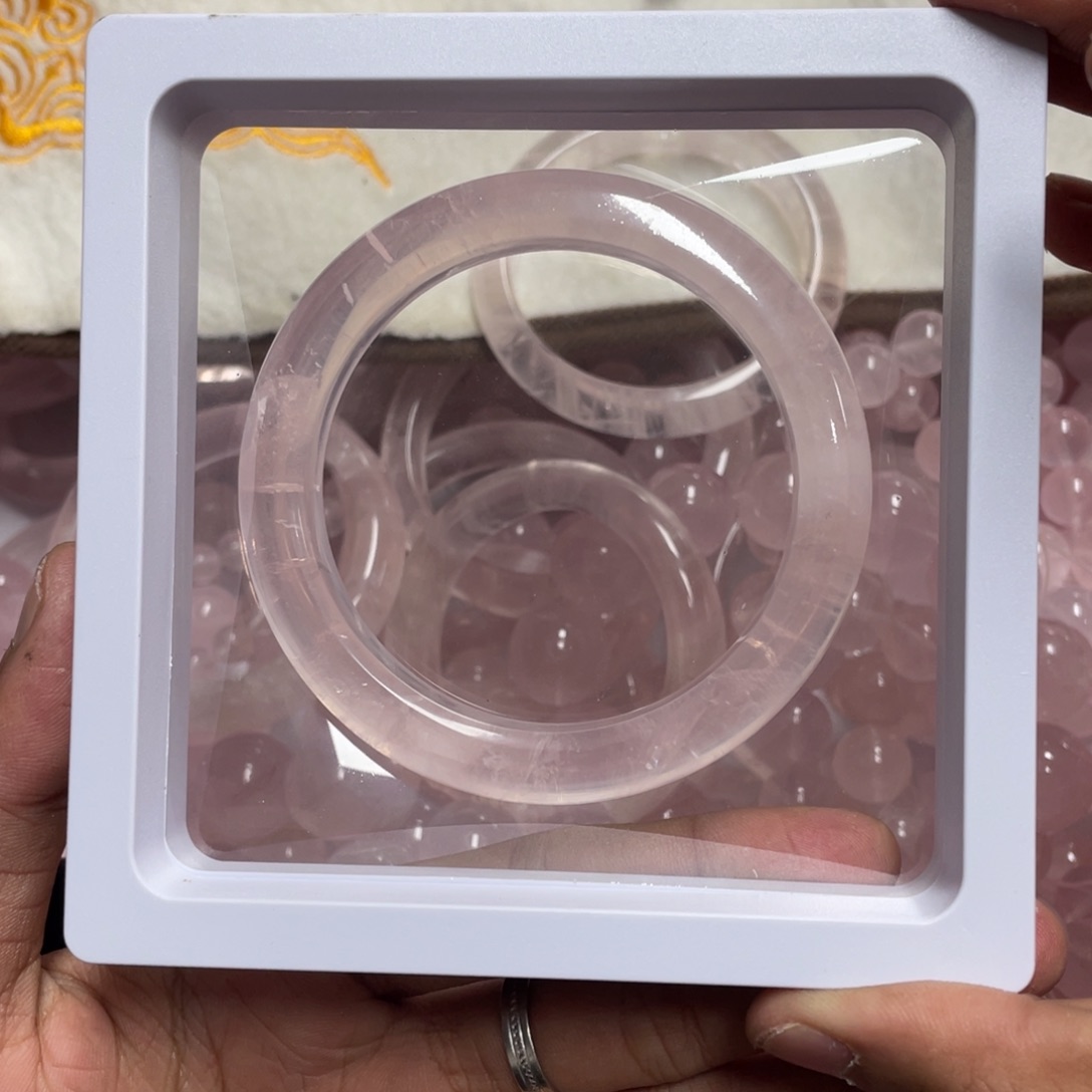 水晶天然莫粉手串未镶嵌天然莫粉手镯57 4