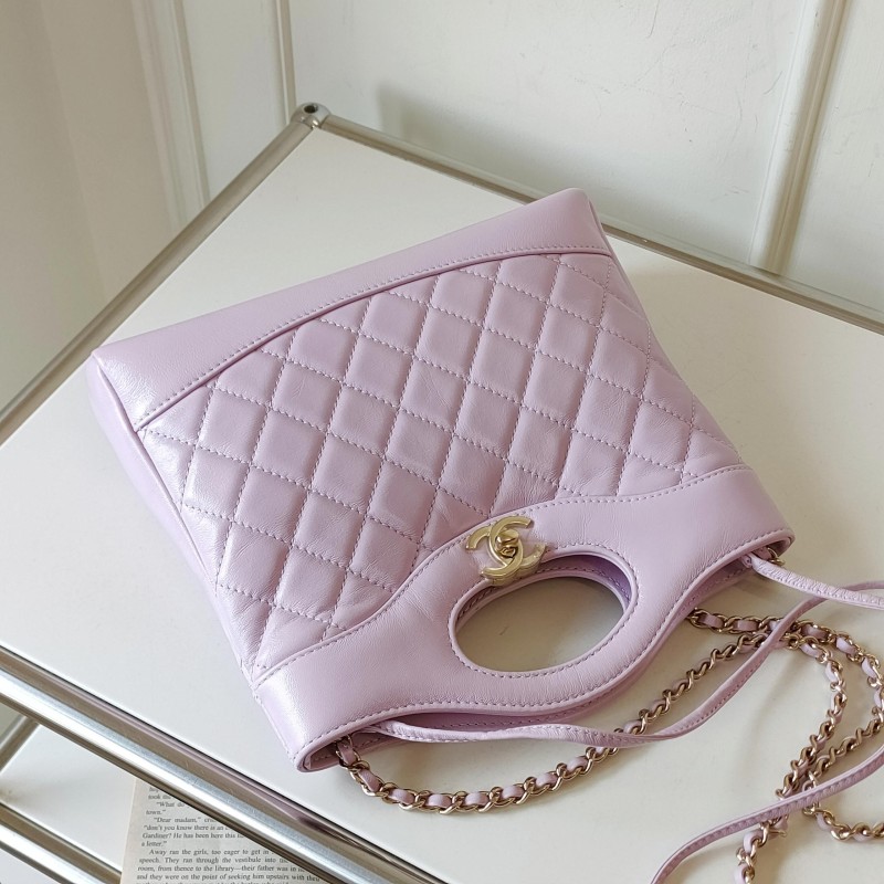 95新 Chanel/香奈儿 24S浅紫油蜡皮31bag mini手提斜挎包51980