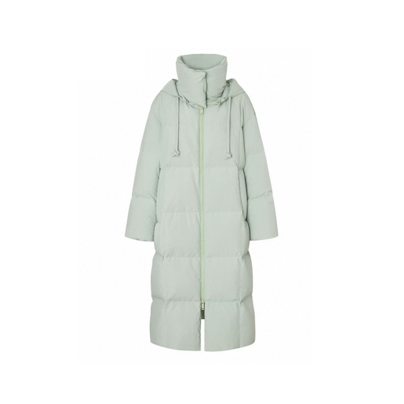 学院风长款过膝连帽羽绒服N012