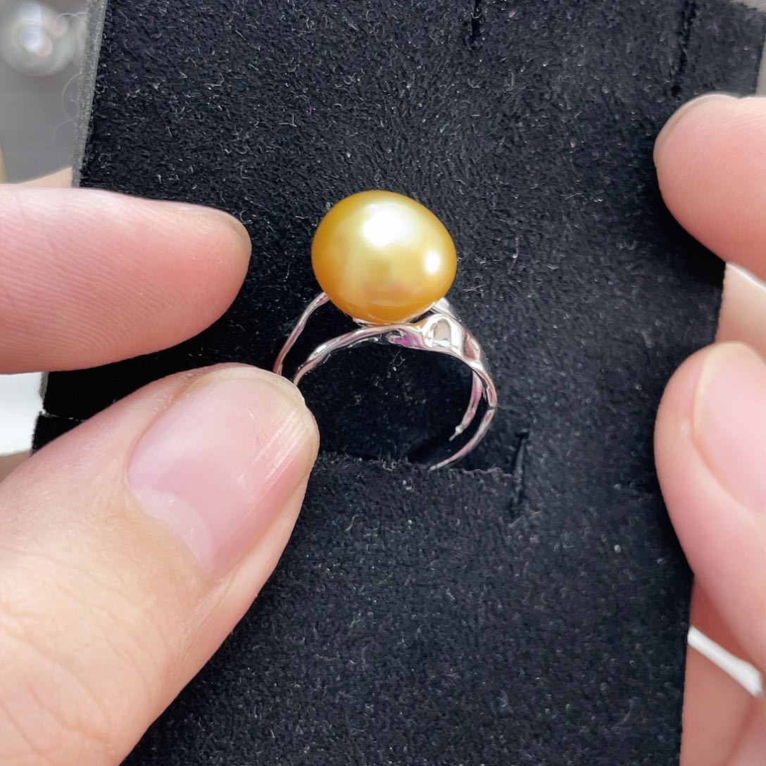 海水珍珠戒圈银S925镶嵌
