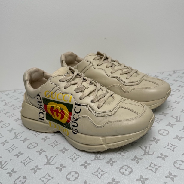 95新 GUCCI/古驰 经典时尚百搭复古白色厚底老爹鞋 41.5码/40码