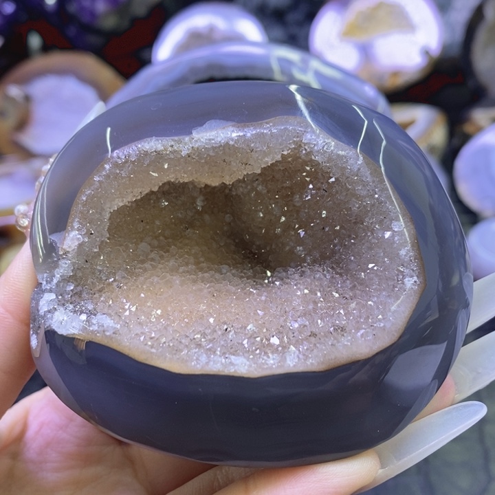 未镶嵌珠宝半成品水晶橘洞洞摆件