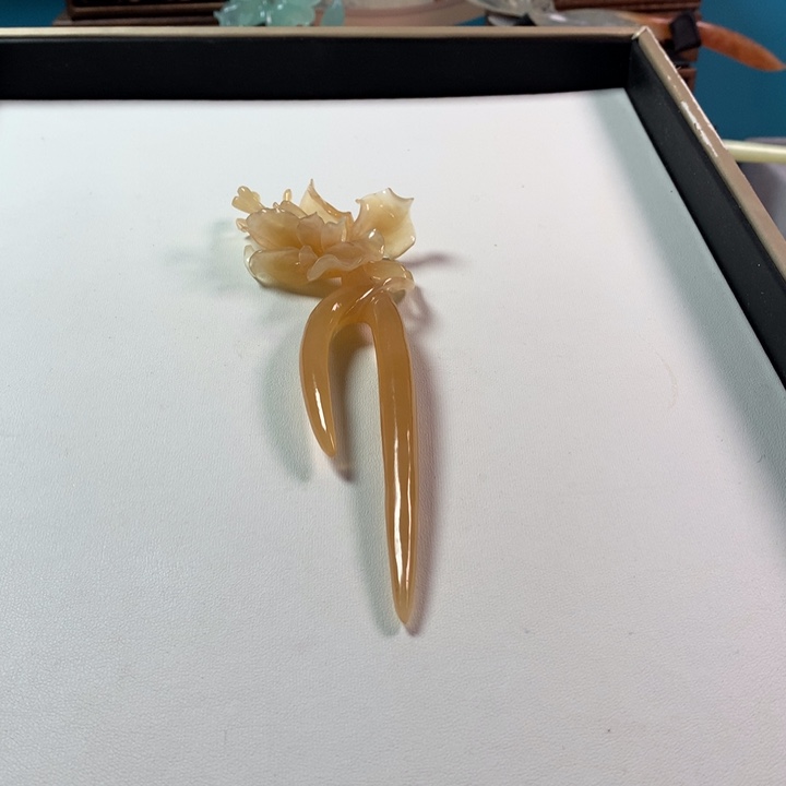 蛇纹石玉发簪未镶嵌圣*升