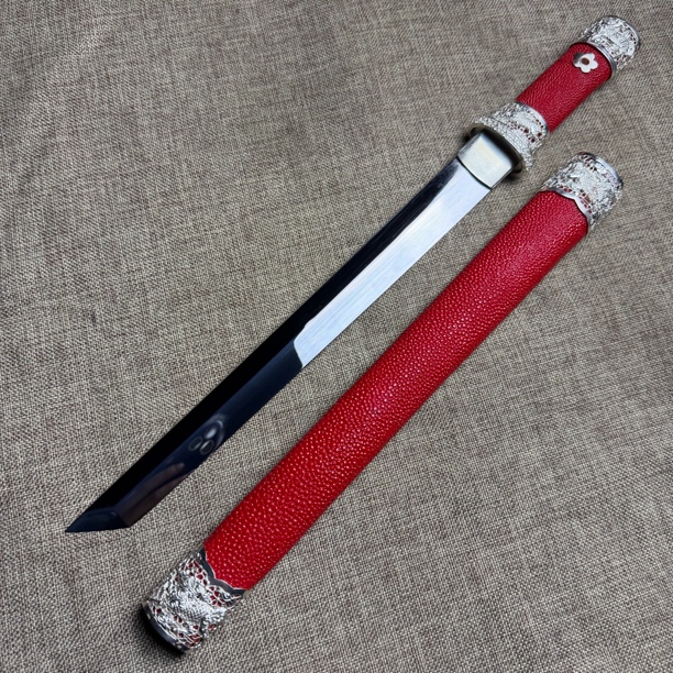 3419 龙泉昊天宝剑锋钢唐横刀鱼皮镀银未开刃