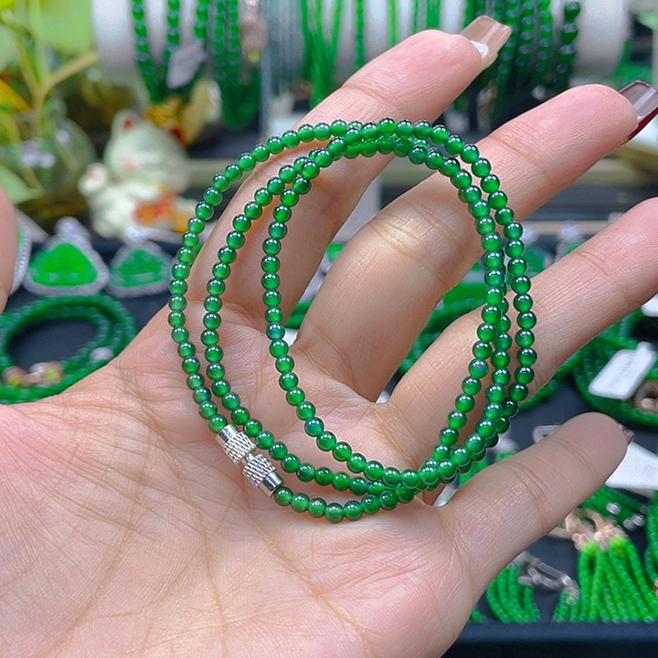 翡翠颈饰未镶嵌仅*圆珠项链3