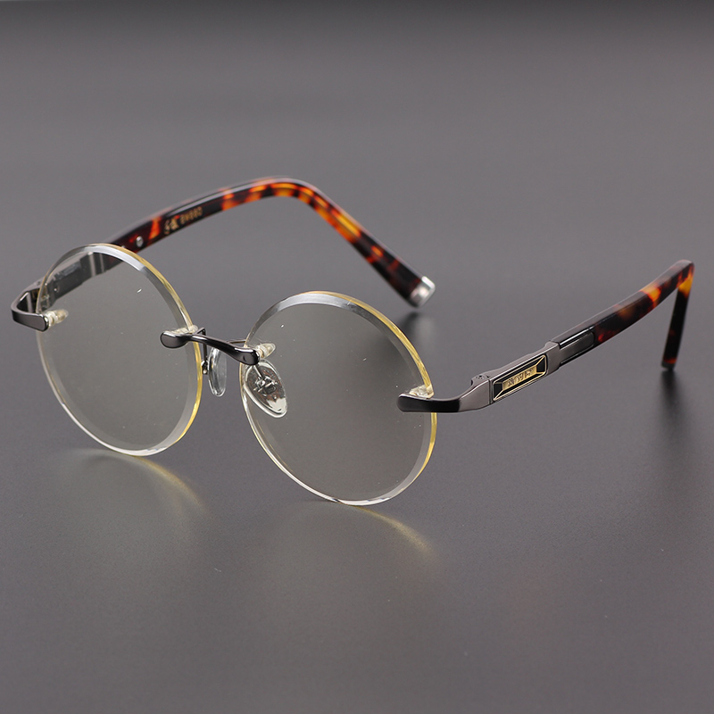 天然无框圆形竹叶青水晶石头镜清凉养眼护目平光镜太阳镜