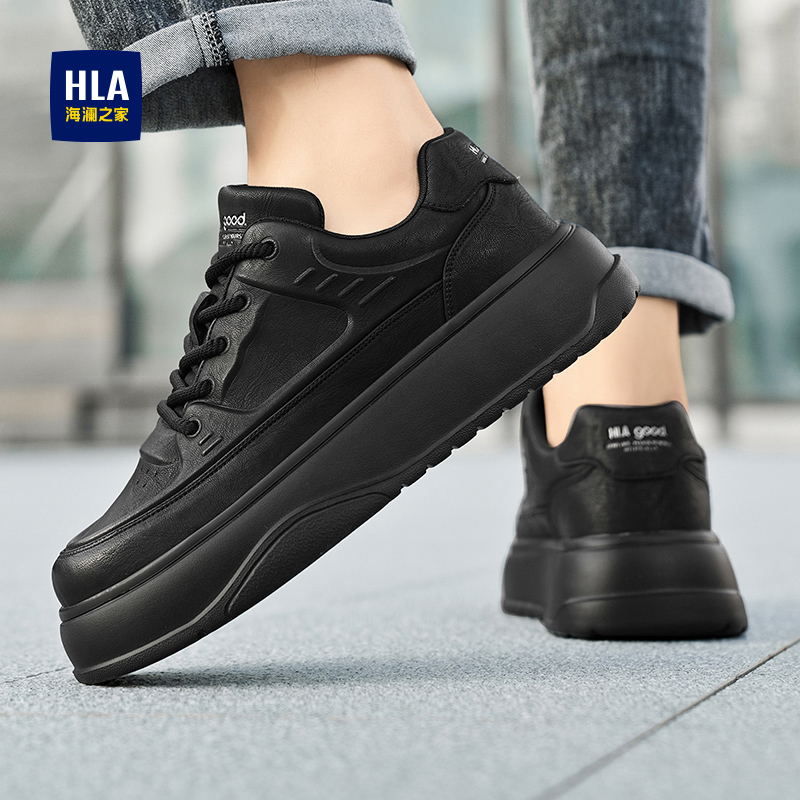 HLA/海澜之家春季男士板鞋黑色时尚休闲鞋子男款百搭韩版潮鞋舒适商品图