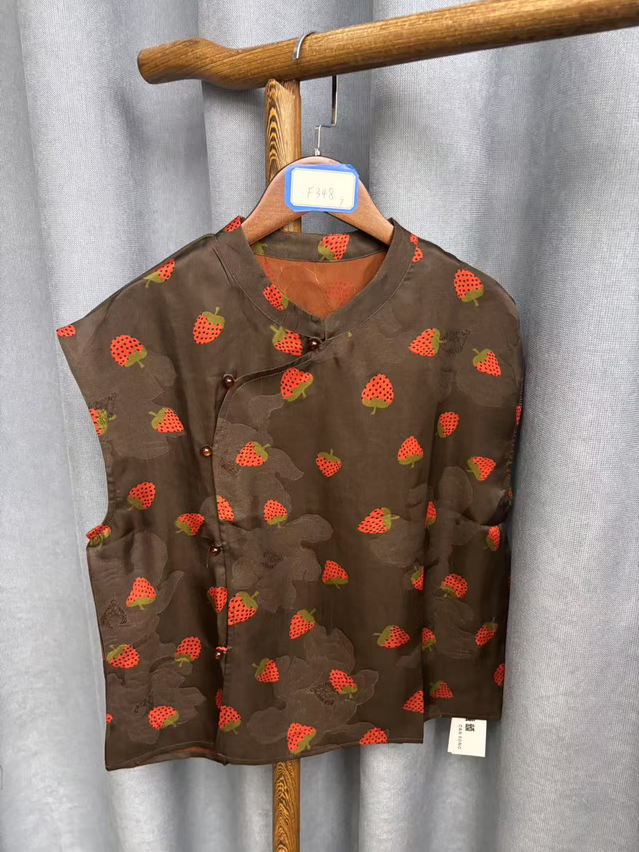 (瑕疵）2025夏季新款时尚简约新中式桑蚕丝奥黛提花上衣女F348