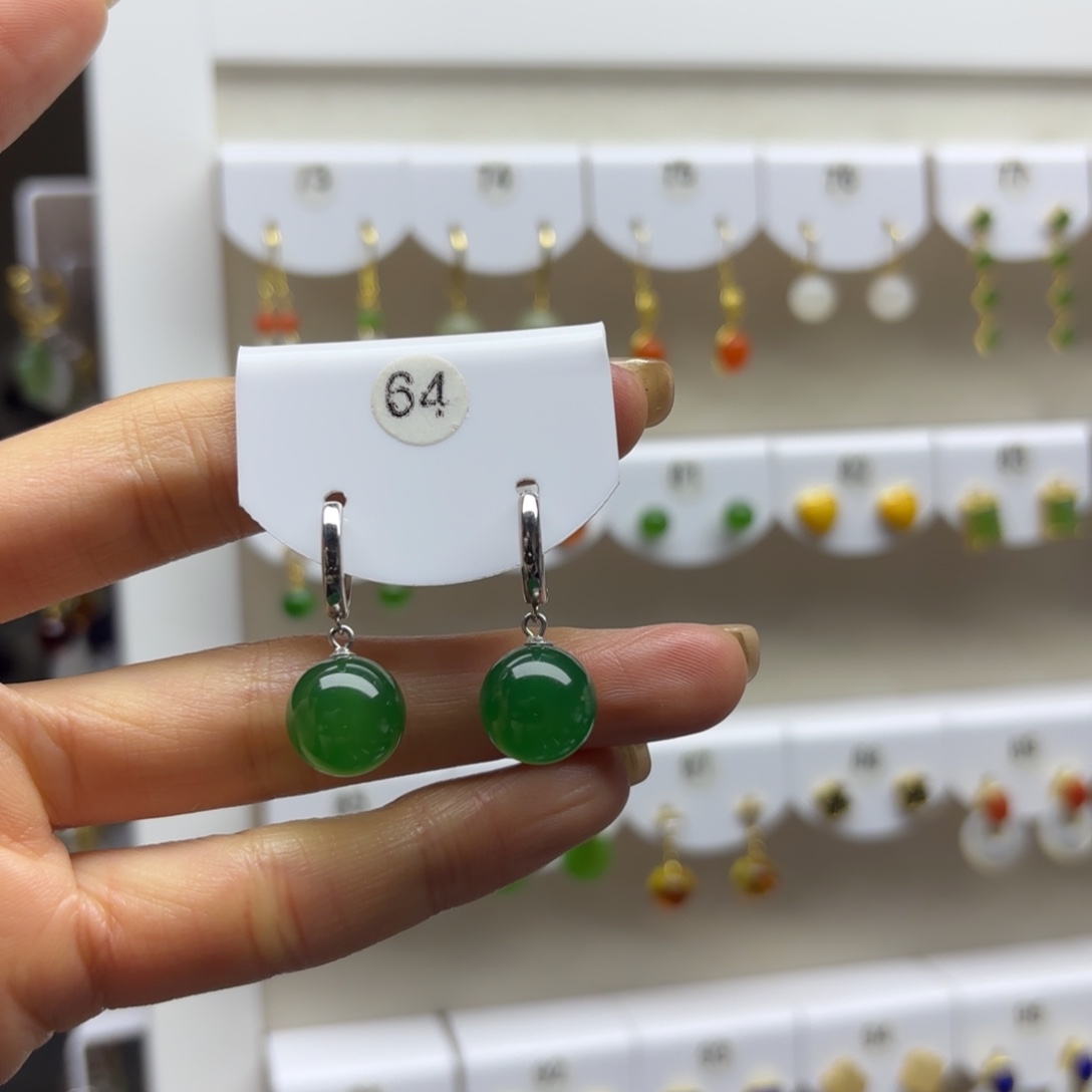 玛瑙/玉髓银S925镶嵌耳饰