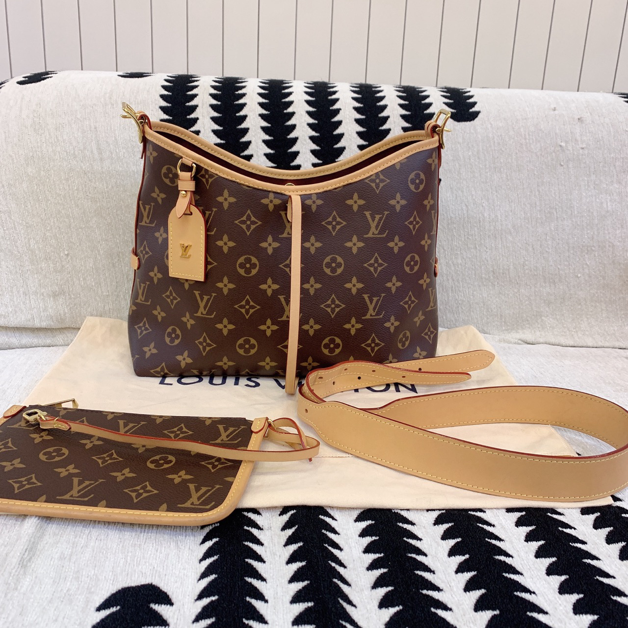 99新 LouisVuitton/路易威登 Carryall 小号 经典老花 可单肩斜挎