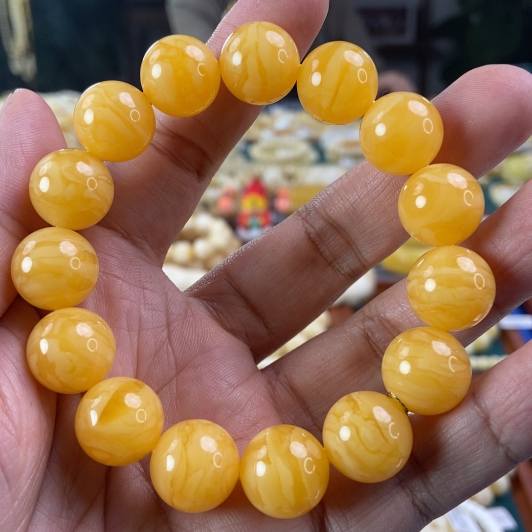 琥珀珠宝奇石未镶嵌15焦皮虎皮纹同料串29.87