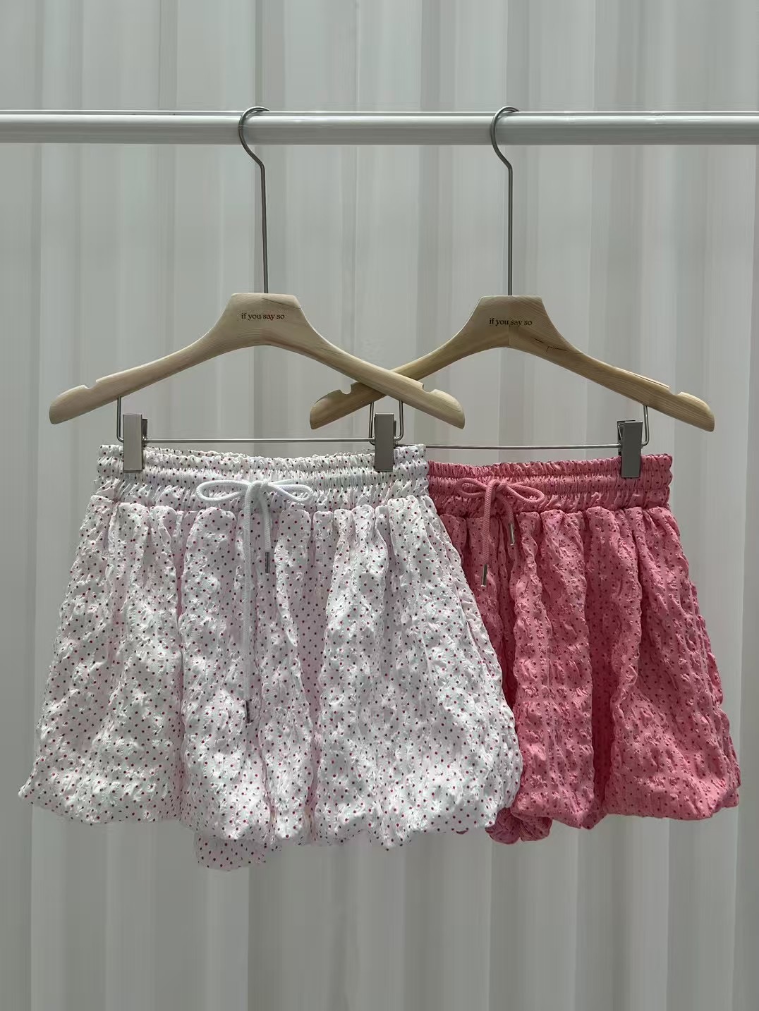 【NO退NO换】韩国东大门2025夏款波点泡泡松紧腰短裤