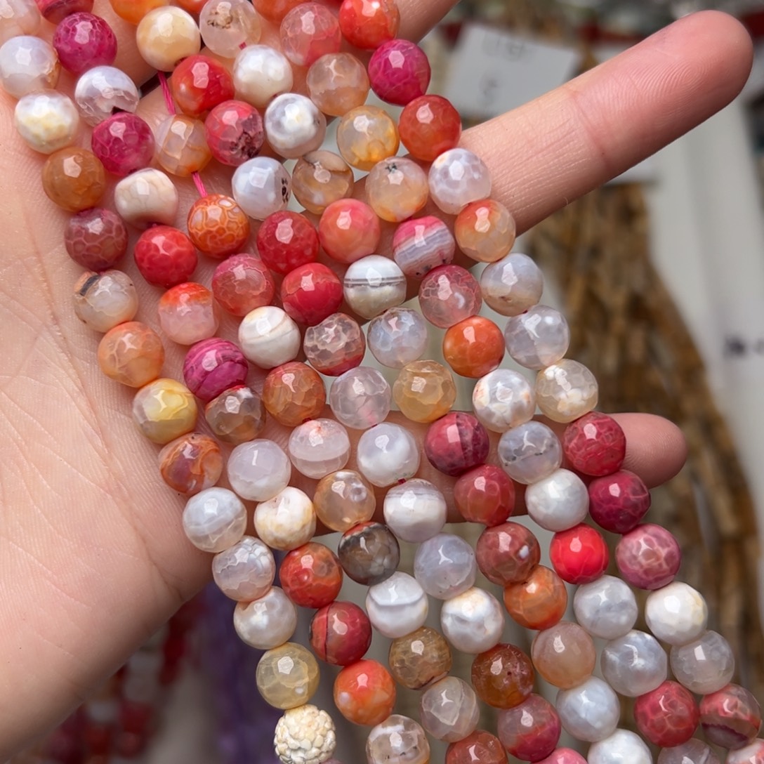 玛瑙/玉髓合金珠宝半成品L155。8mm天然玛瑙圆珠两条