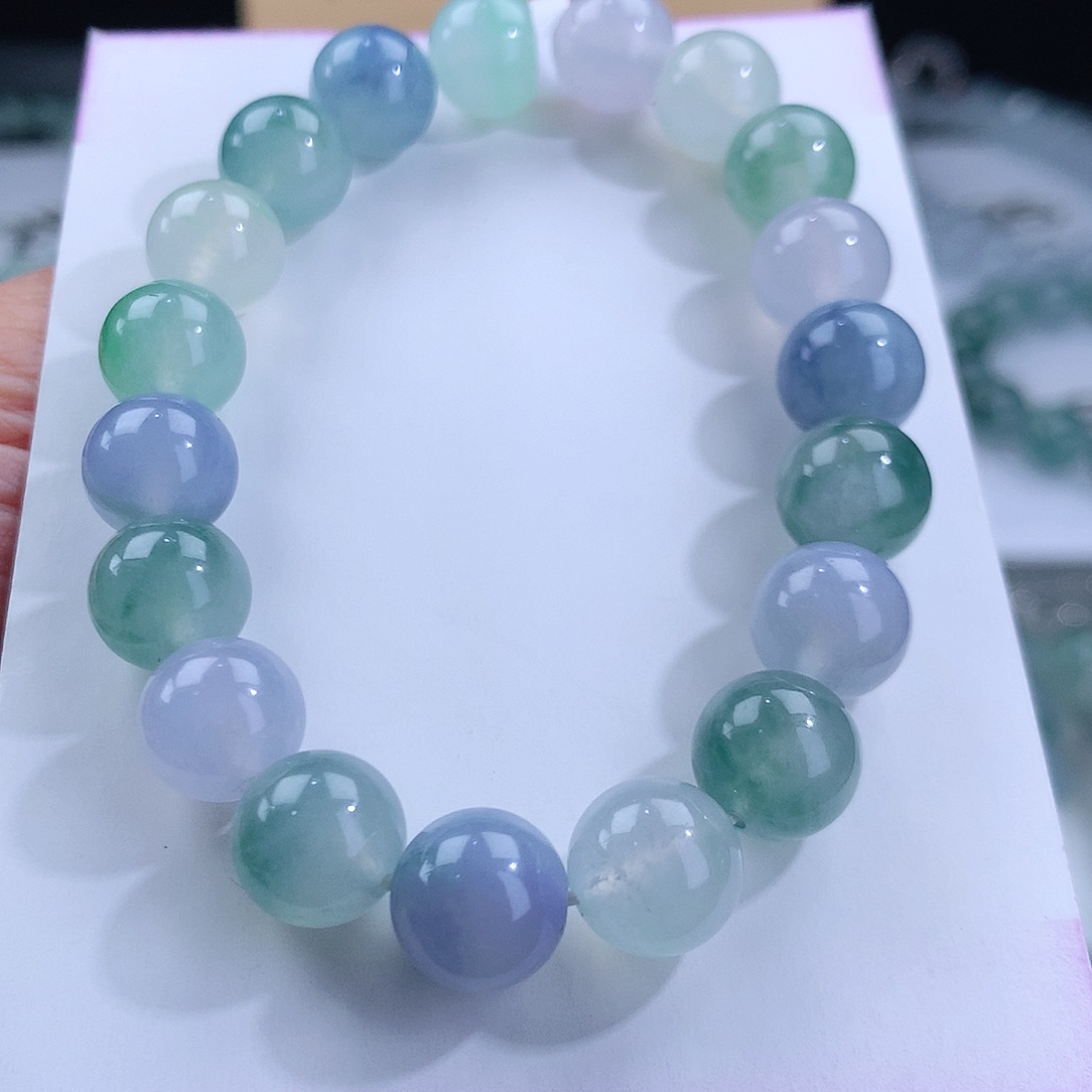 未镶嵌翡翠手链御姐范 清冷有魅力 马卡龙卡10mm