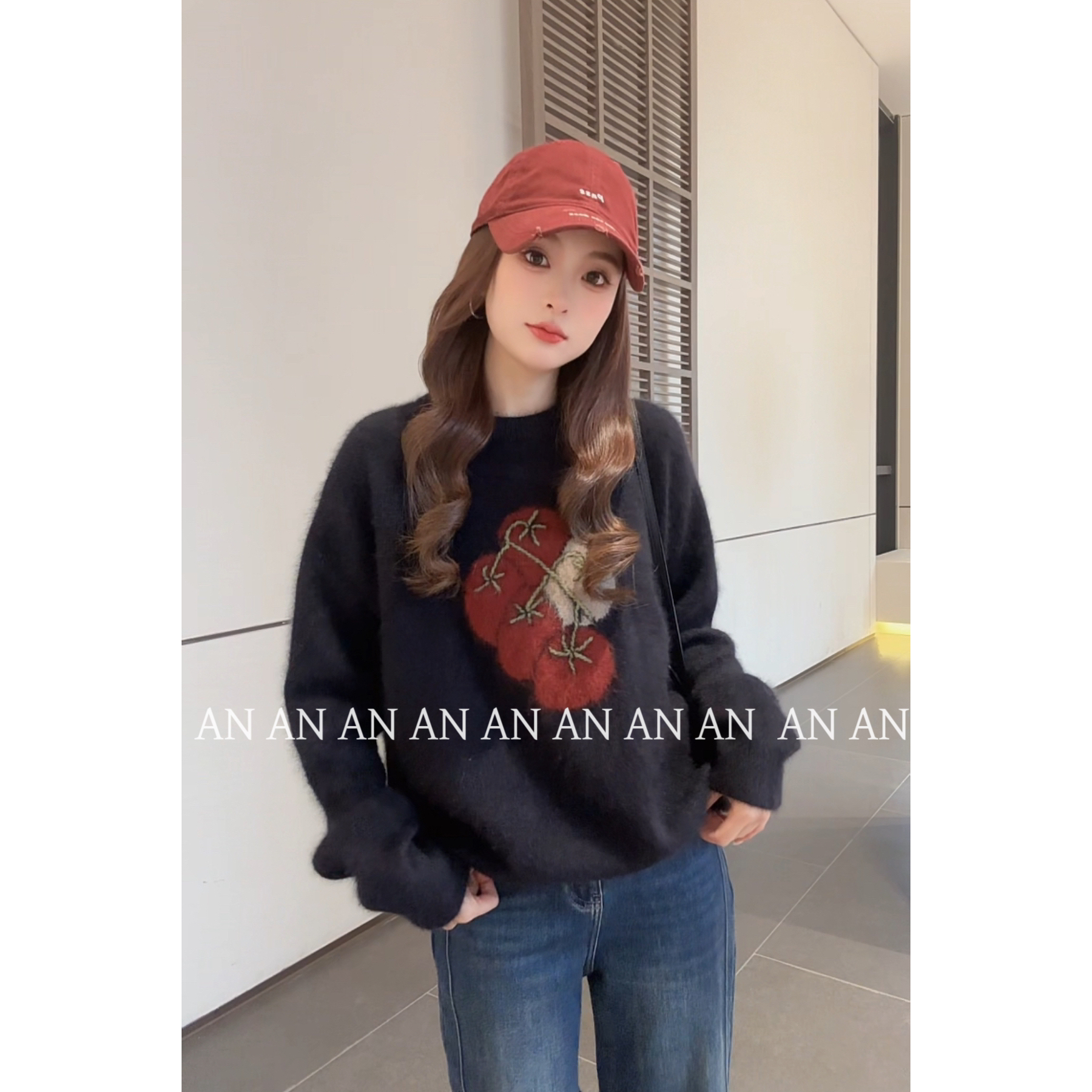 【柿柿如意】C12299新款设计感温柔宽松小众松弛感新年软糯毛衣