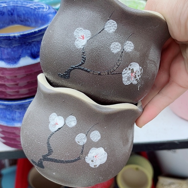 多肉绿植陶瓷花盆9.9包邮，有孔