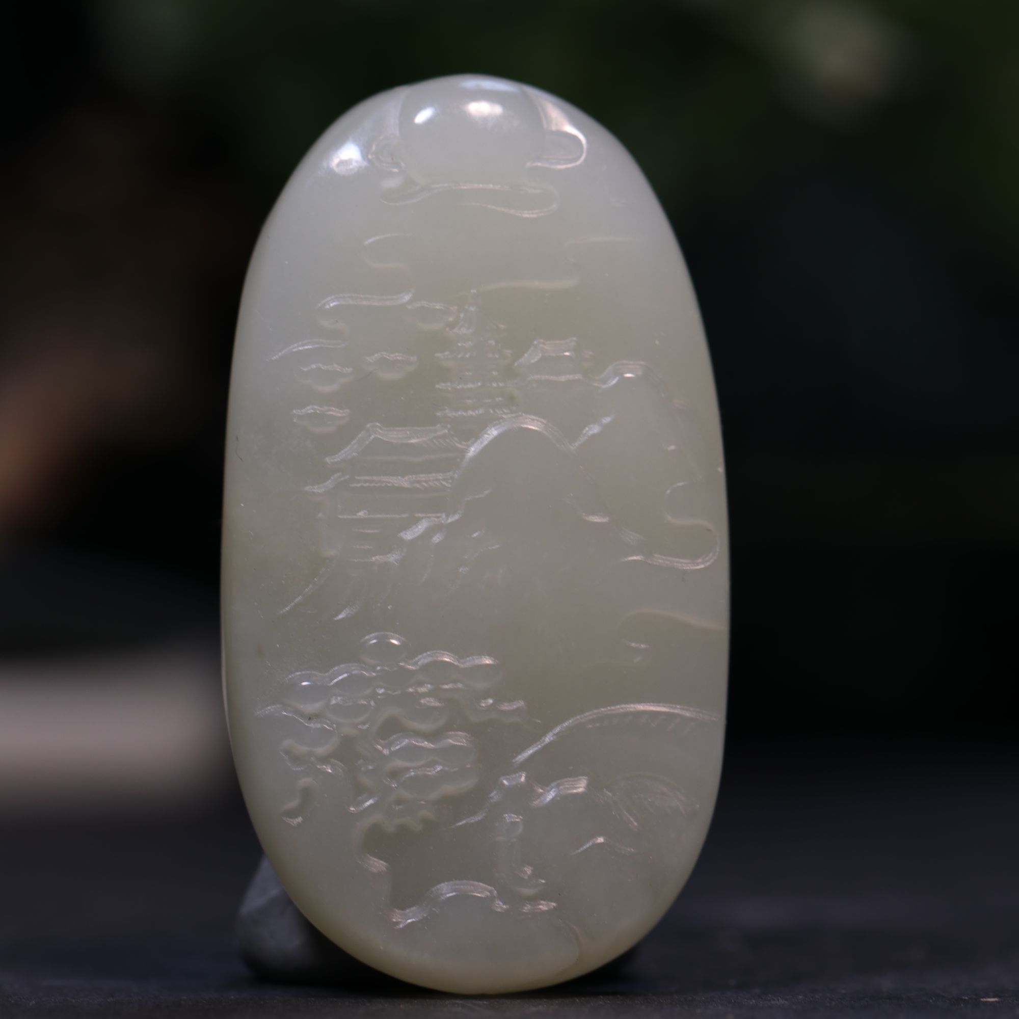 和田玉山水牌玉佩挂件