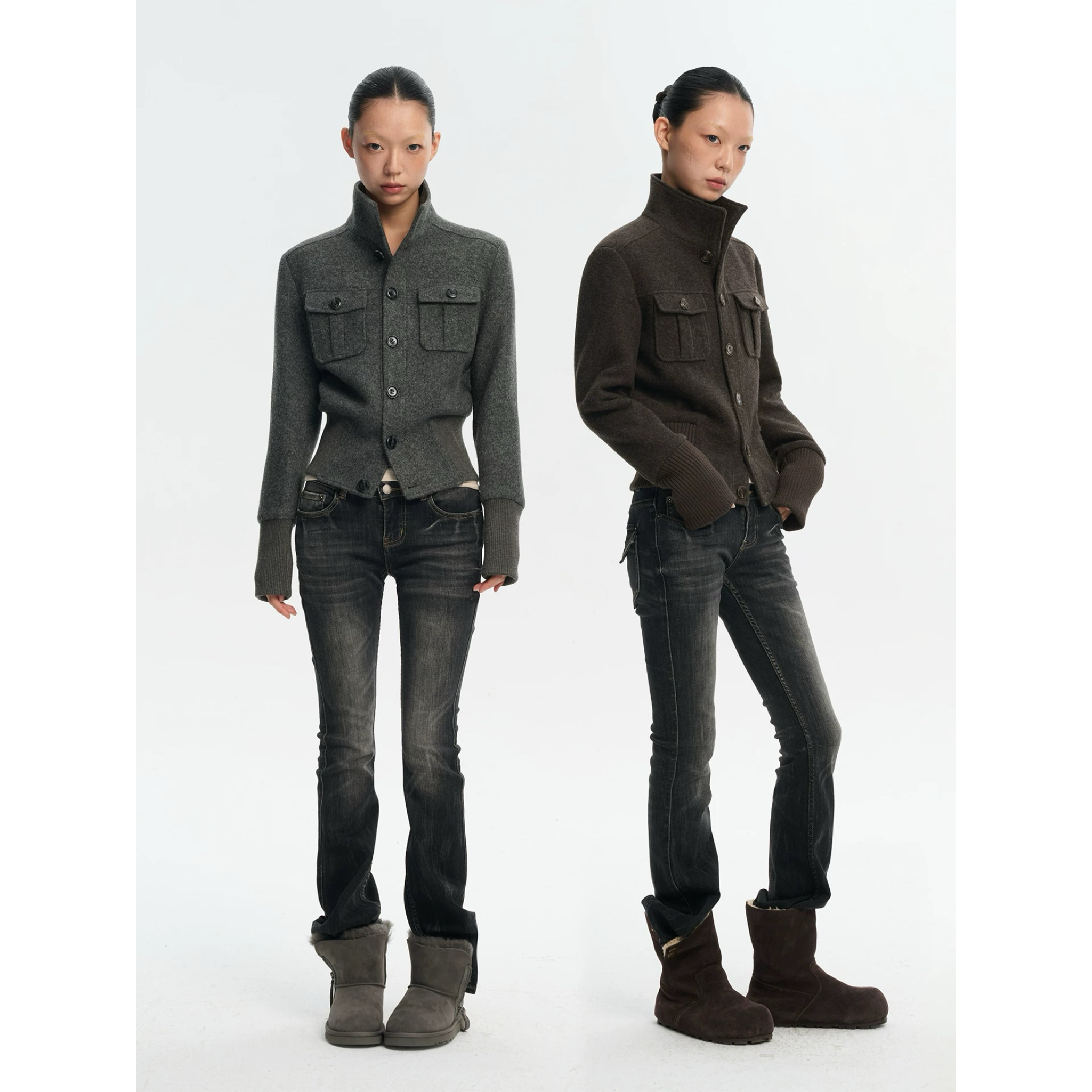 LINY LIBERTY 25AW 复古设计感短款毛呢加棉夹克外套W16259122