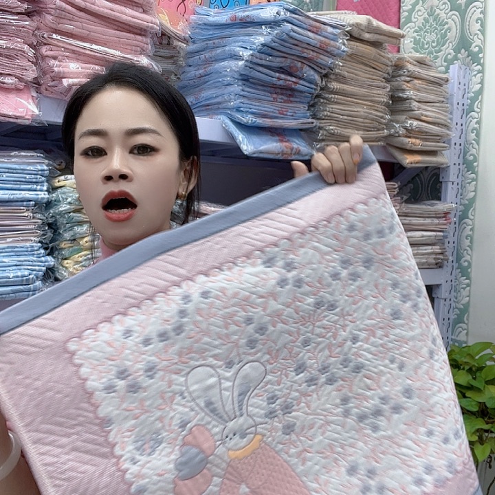 棉紫灰色小花兔纯棉