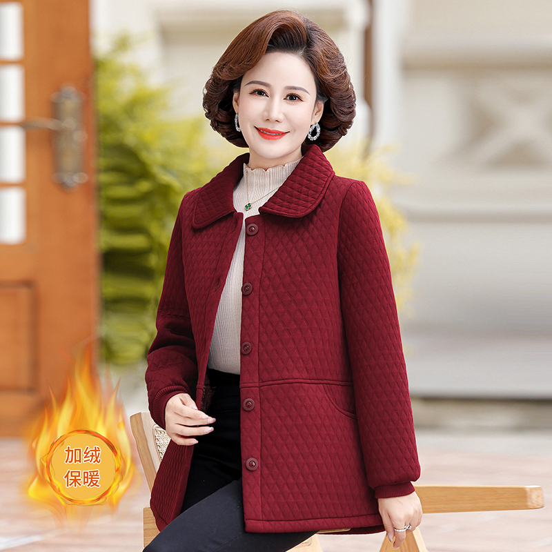 80斤-240斤特大码中老年女装时尚加绒加厚减龄显瘦妈妈装棉服
