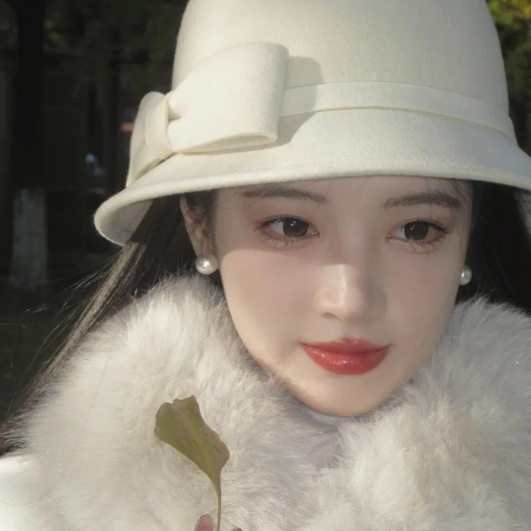 富家千金礼帽英伦风复古气质圆顶帽子女秋冬季保暖法式白色渔夫帽