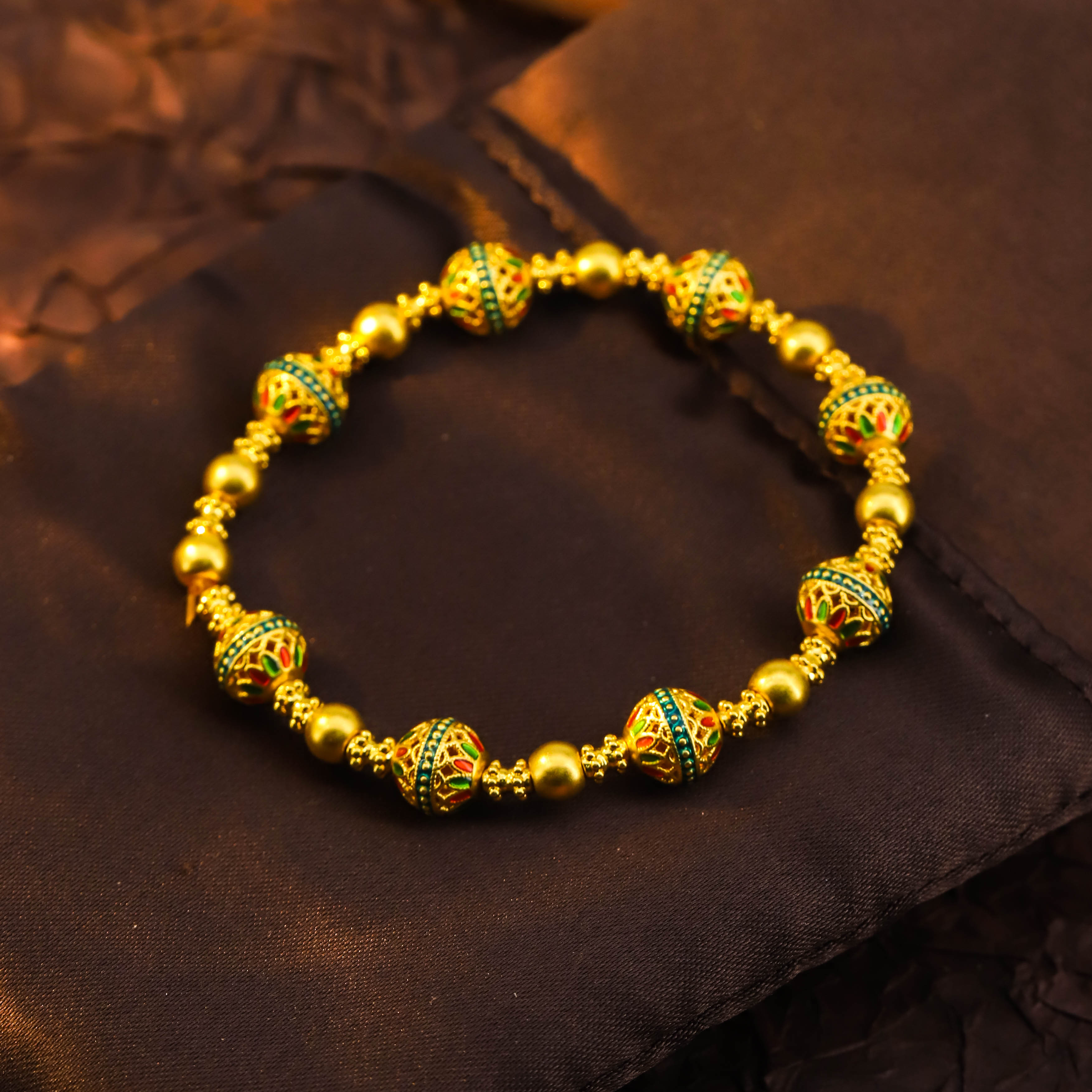 鸣钻国际足金999 花丝镂空珠送礼手串【娇娇专享】 HJS868