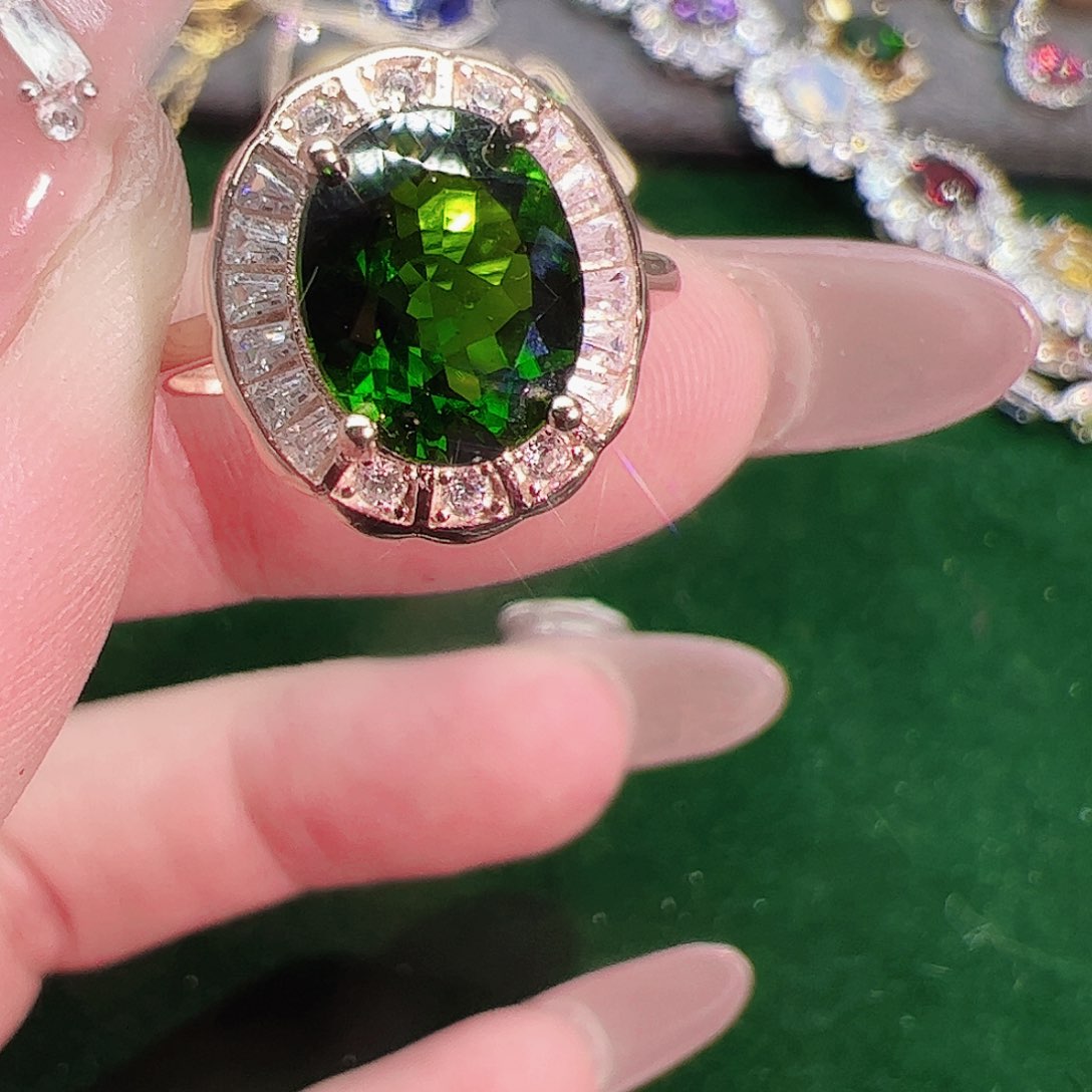 透辉石戒指银S925镶嵌