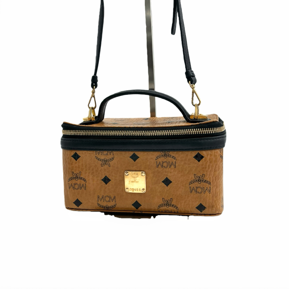 95新 MCM   二手干邑色手提斜挎包 K53930 