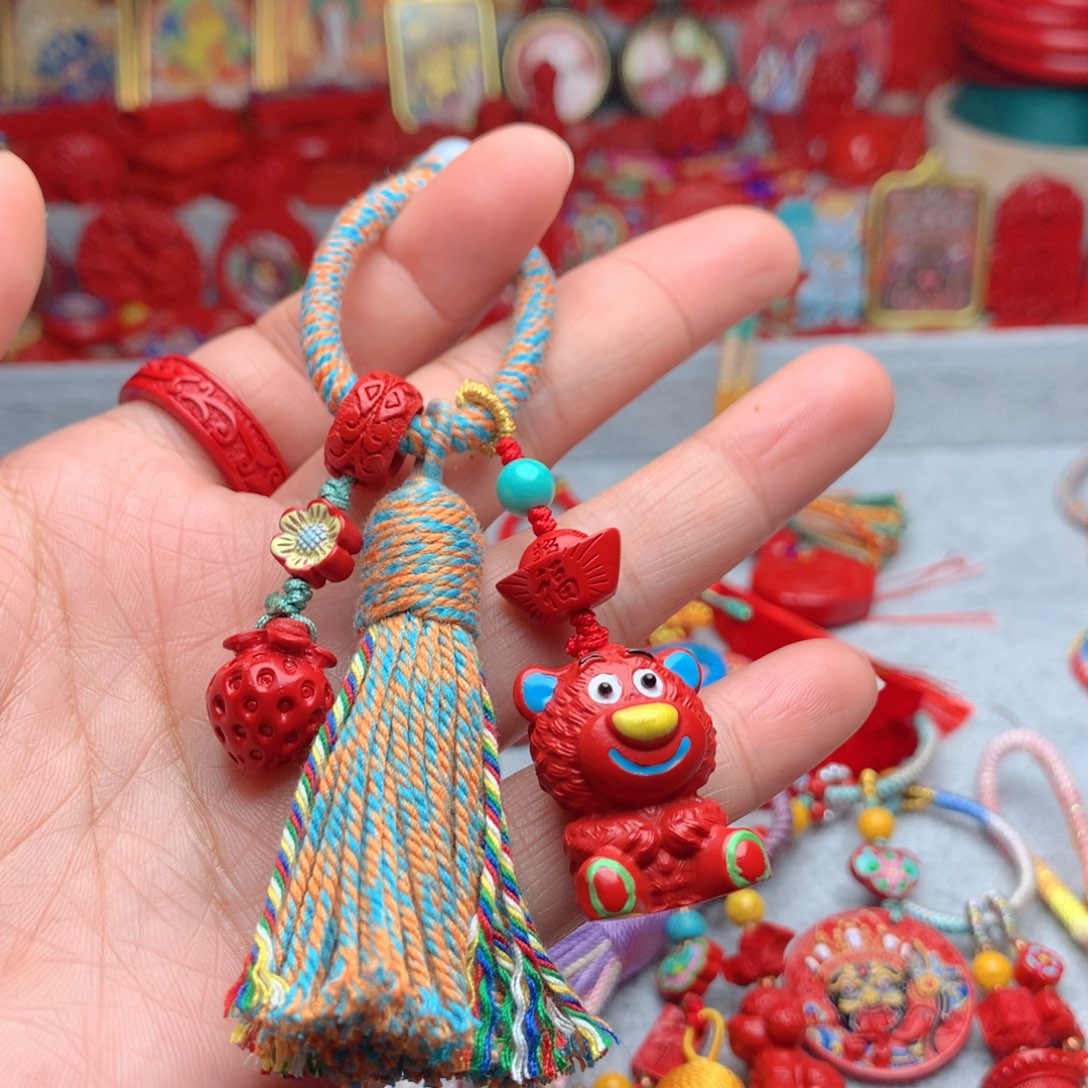 天然辰砂工艺品朱砂钥匙扣