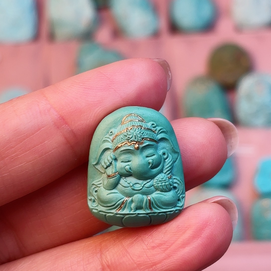 绿松石配饰未镶嵌猫*暖