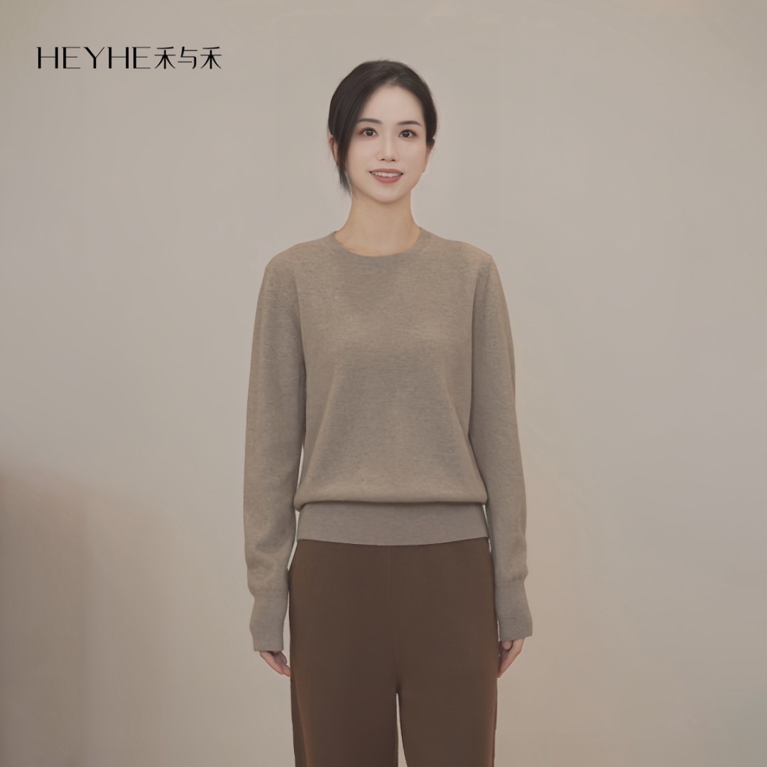 小禾顶奢【甄绒打底】康赛妮顶奢100超细山羊绒抗起球圆领羊绒套衫