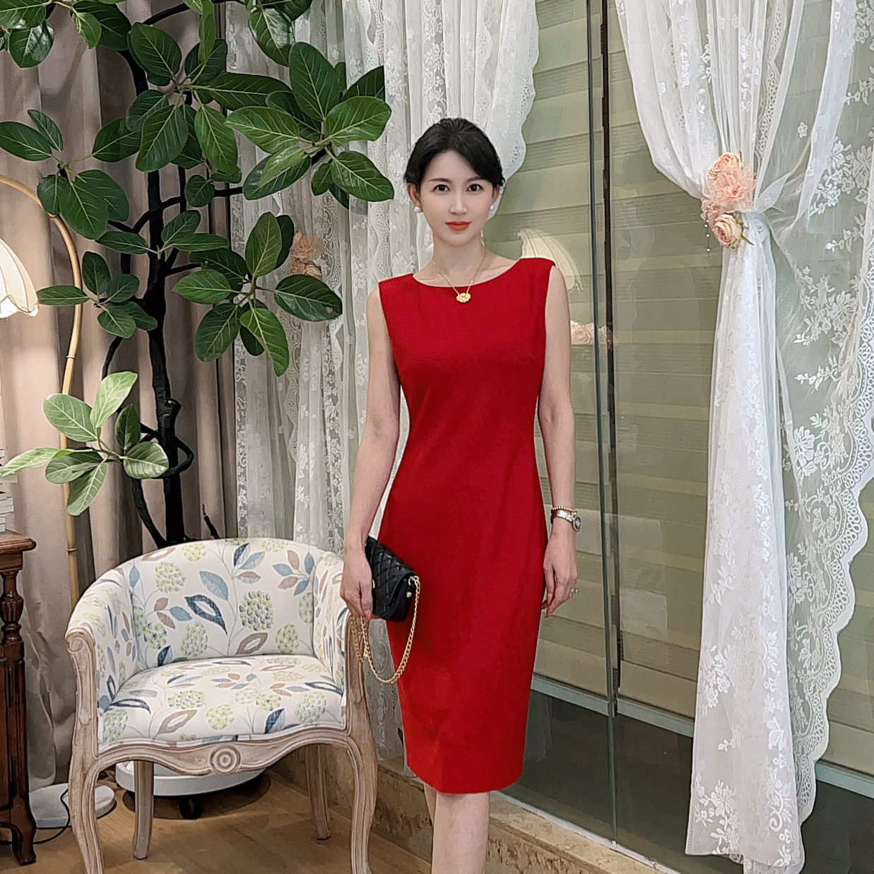 【索菲亚】 AN194 安妮老板 有弹性简约百搭舒适连衣裙