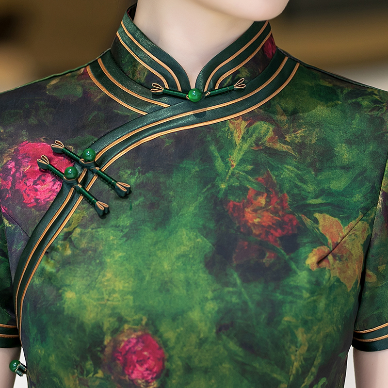 【759】衣长125cm重工气质高腰旗袍