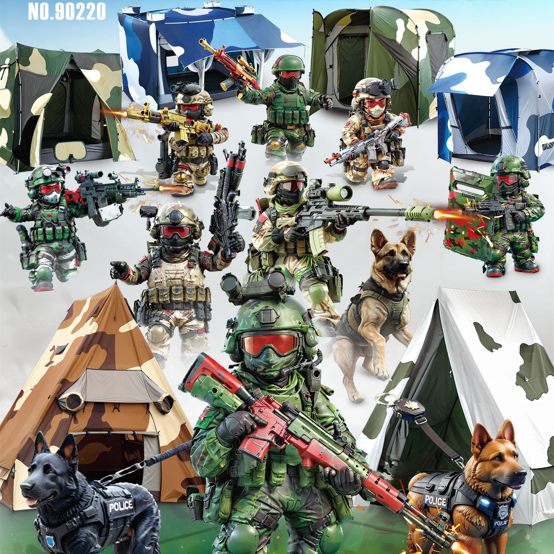 2024爆款特警特种兵帐篷积木人仔配武器益智拼装男孩机构礼物