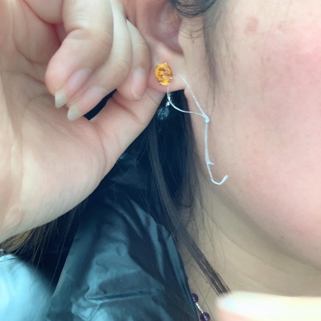 黄晶简约耳饰18K金镶嵌