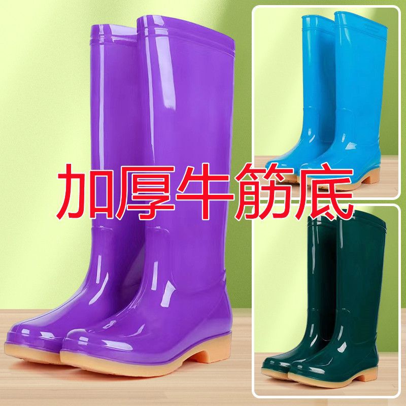 胶鞋水靴加绒女中筒防水高滑雨靴女士短筒成人保暖加棉厨房低筒水