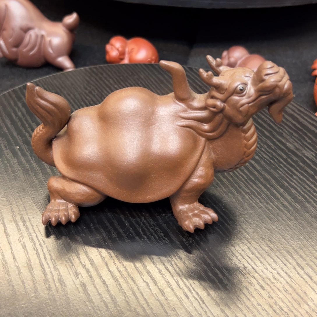 紫砂摆件紫泥龙龟