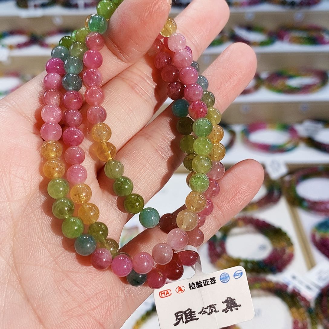 碧玺手链未镶嵌G2488三圈颜色微差