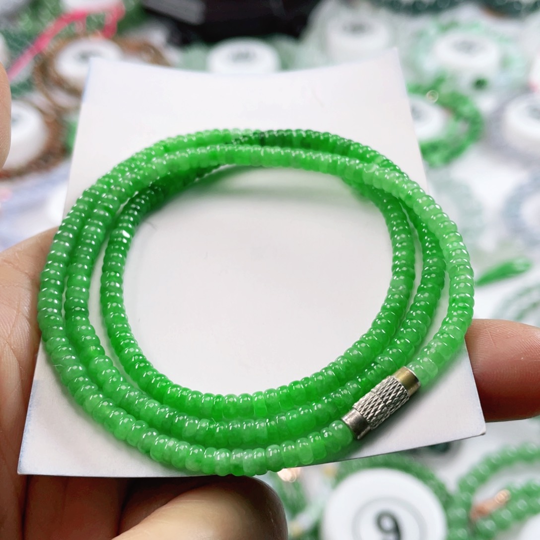 翡翠戒指未镶嵌天然翡翠项链3.5mm