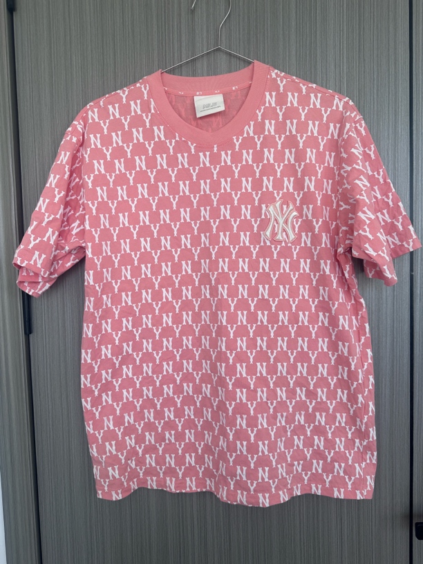 微瑕款-MLB女款印花休闲纯棉短袖粉色