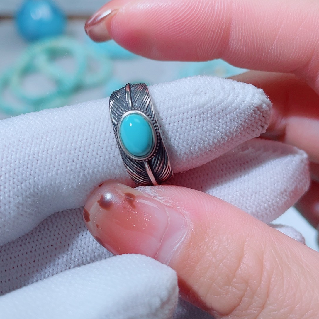 小***V绿松石银S925镶嵌珠宝奇石