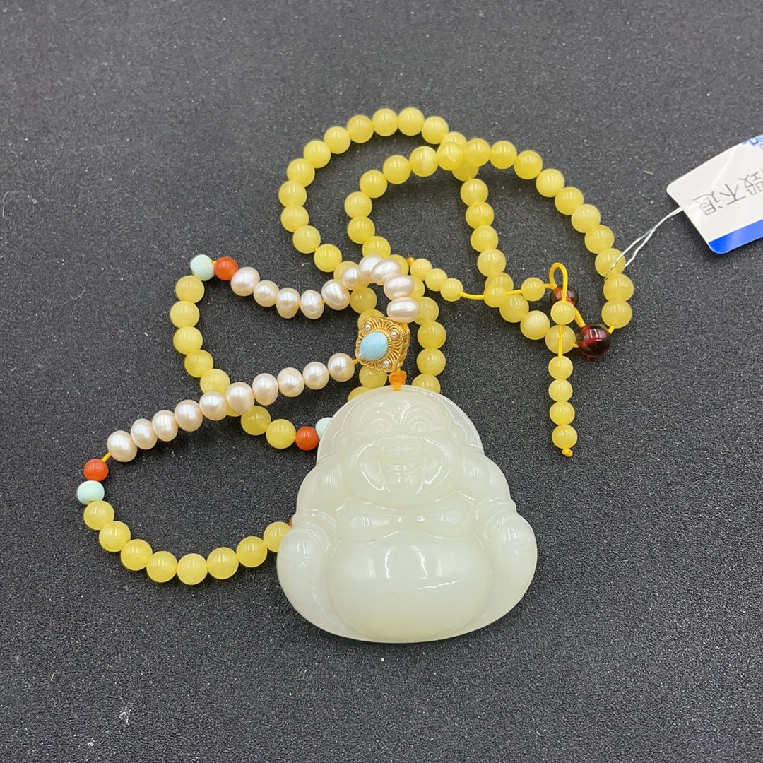 BY0115FLSF标37 和田玉弥勒挂件