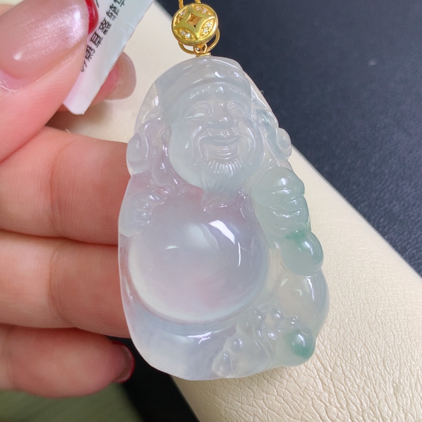 【闪购商品】翡翠颈饰18K金镶嵌财神