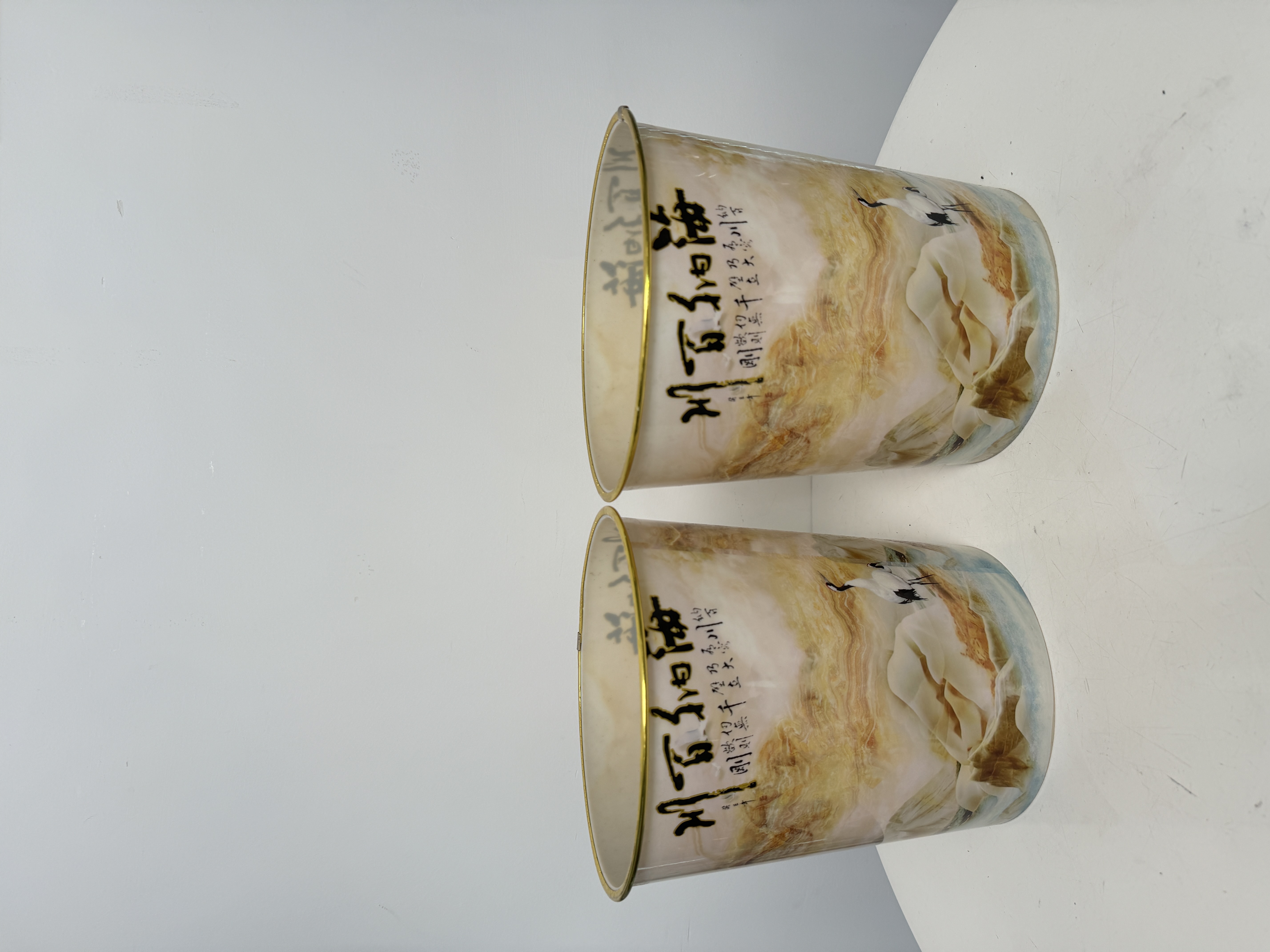 家用大容量加厚垃圾桶无盖条纹压圈简约