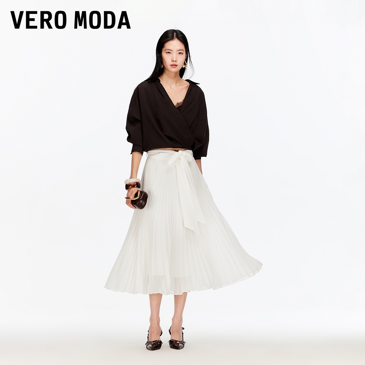 Vero Moda半身裙2026春季新款腰带温柔气质飘逸感仙女裙326116013