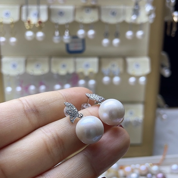 淡水珍珠耳饰银S925镶嵌
