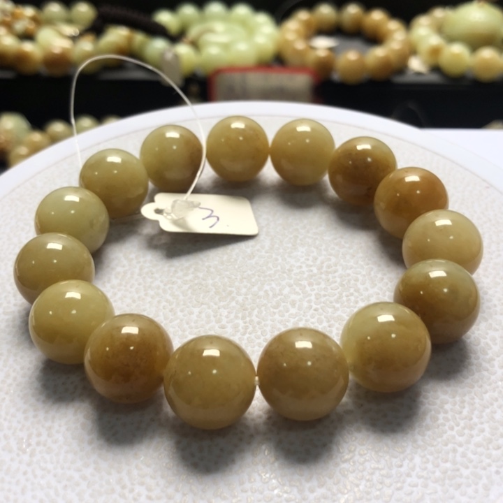 和田玉手串未镶嵌卡14