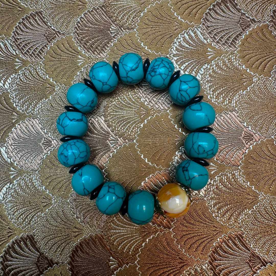 【 炎轩文趣斋】绿色带黄圆珠手串