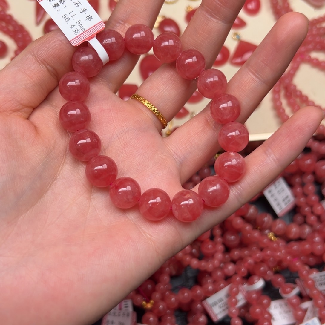 菱锰矿（红纹石）手串未镶嵌流**世